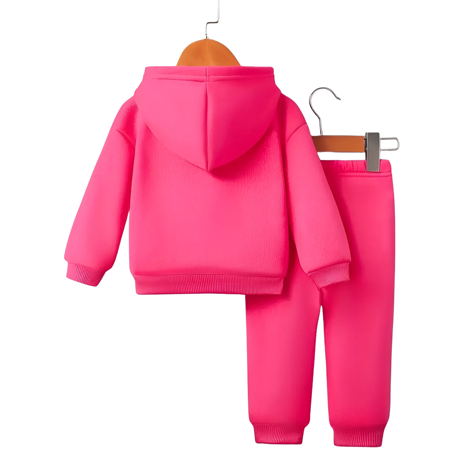 Girl Letter Print Hooded Long Sleeve Fleece Sweatshirt and Joggers Two Piece Set
