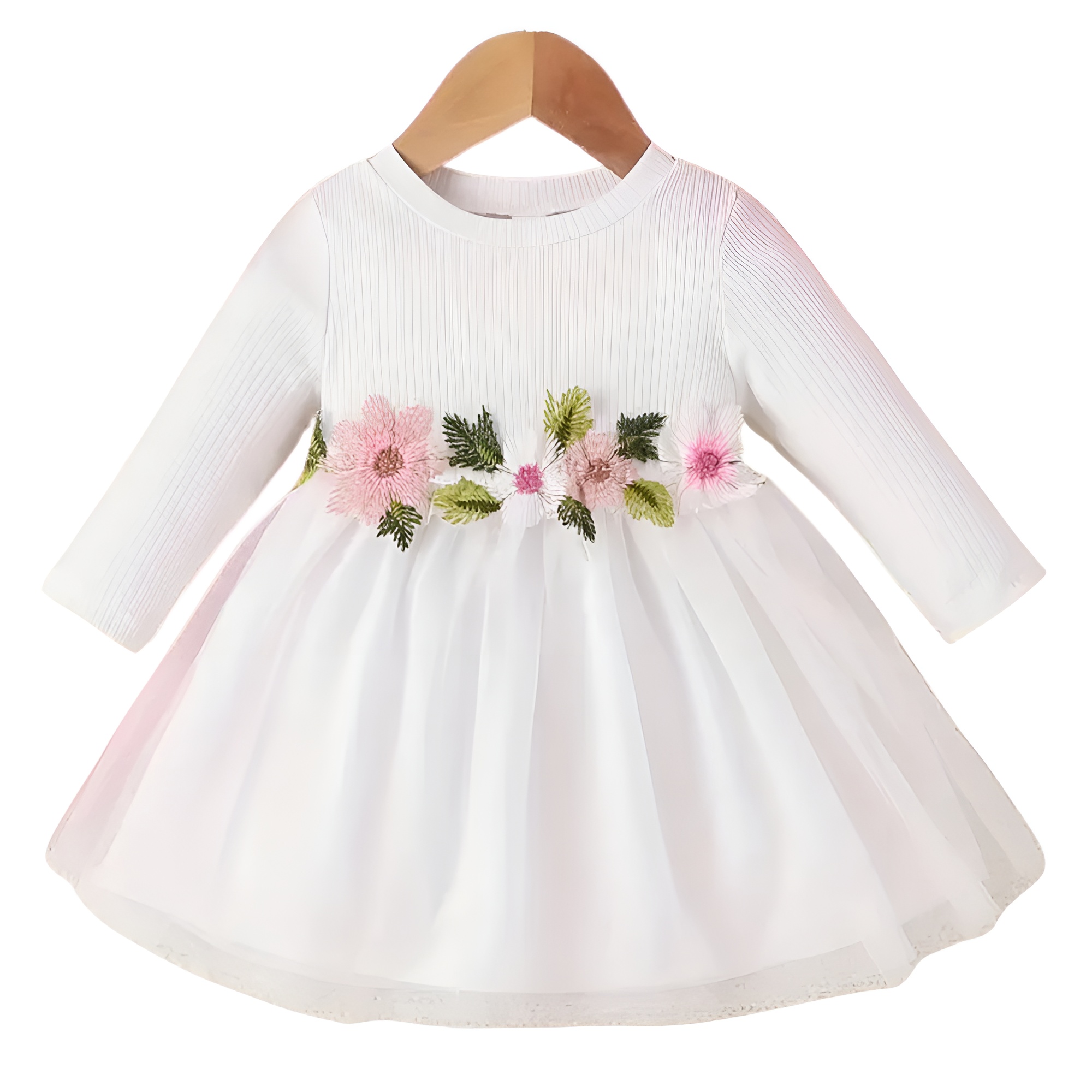 Long Sleeve Dress with Flower and Net