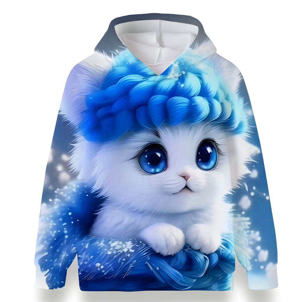 Cozy Kitten Tabby Cat Printed Hoodies