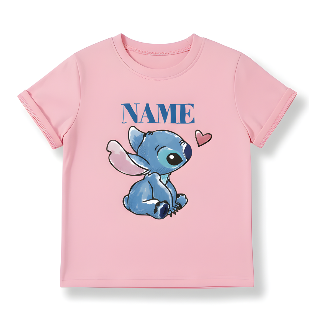 Custom Stitch Cartoon Personalized Name Kids Tee