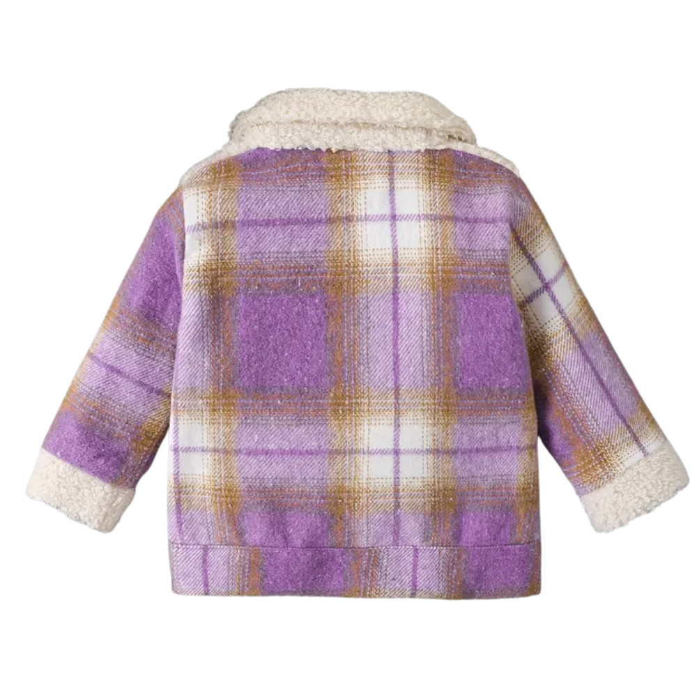 Toddler Fleece Plaid Coat With Soft Lining