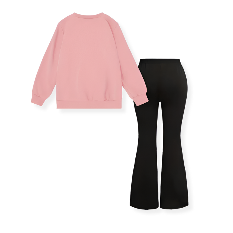 Stitch And Angel Girl Sweatshirt And Flare Pants 2 Piece Set