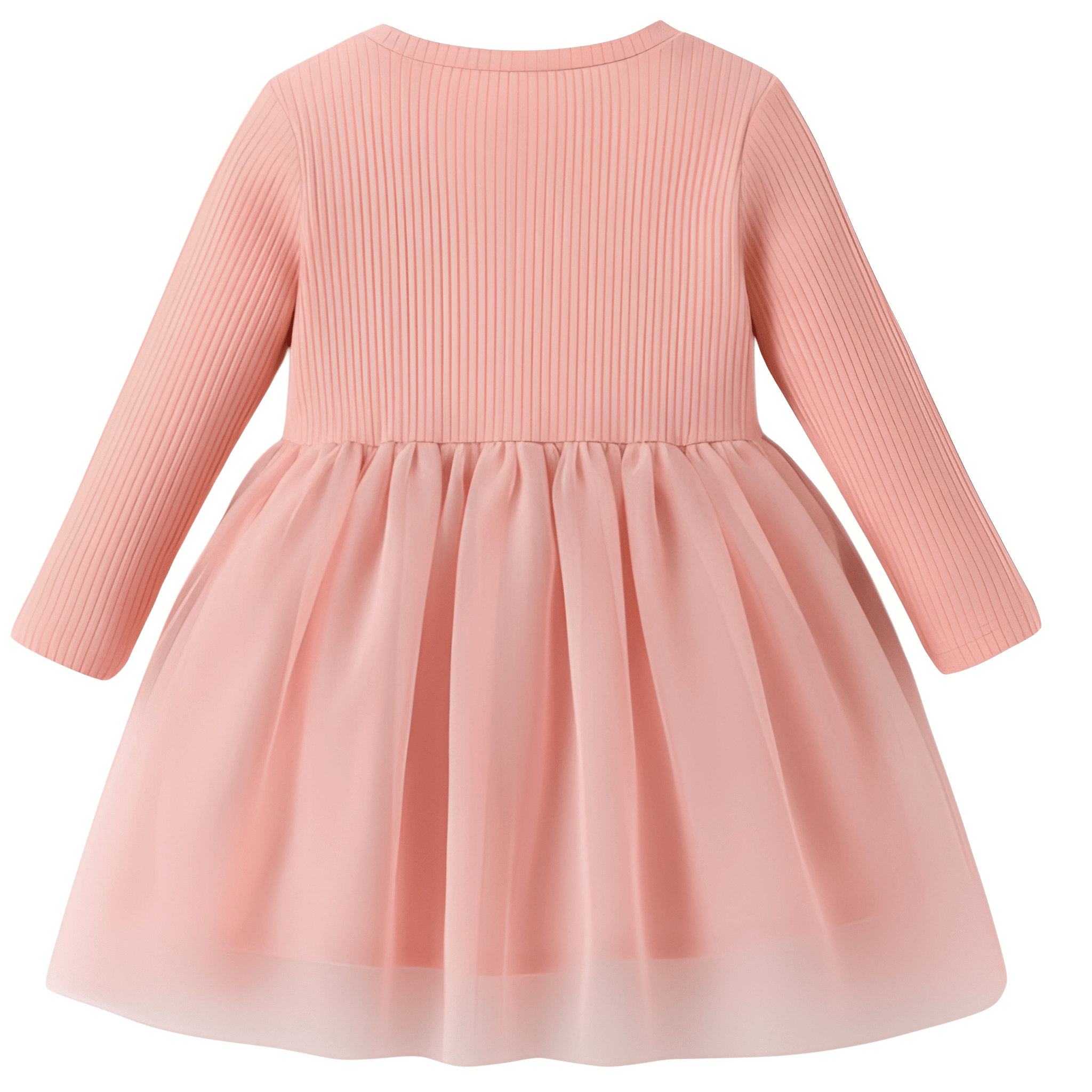 Long Sleeve Floral Mesh Party Dress For Baby