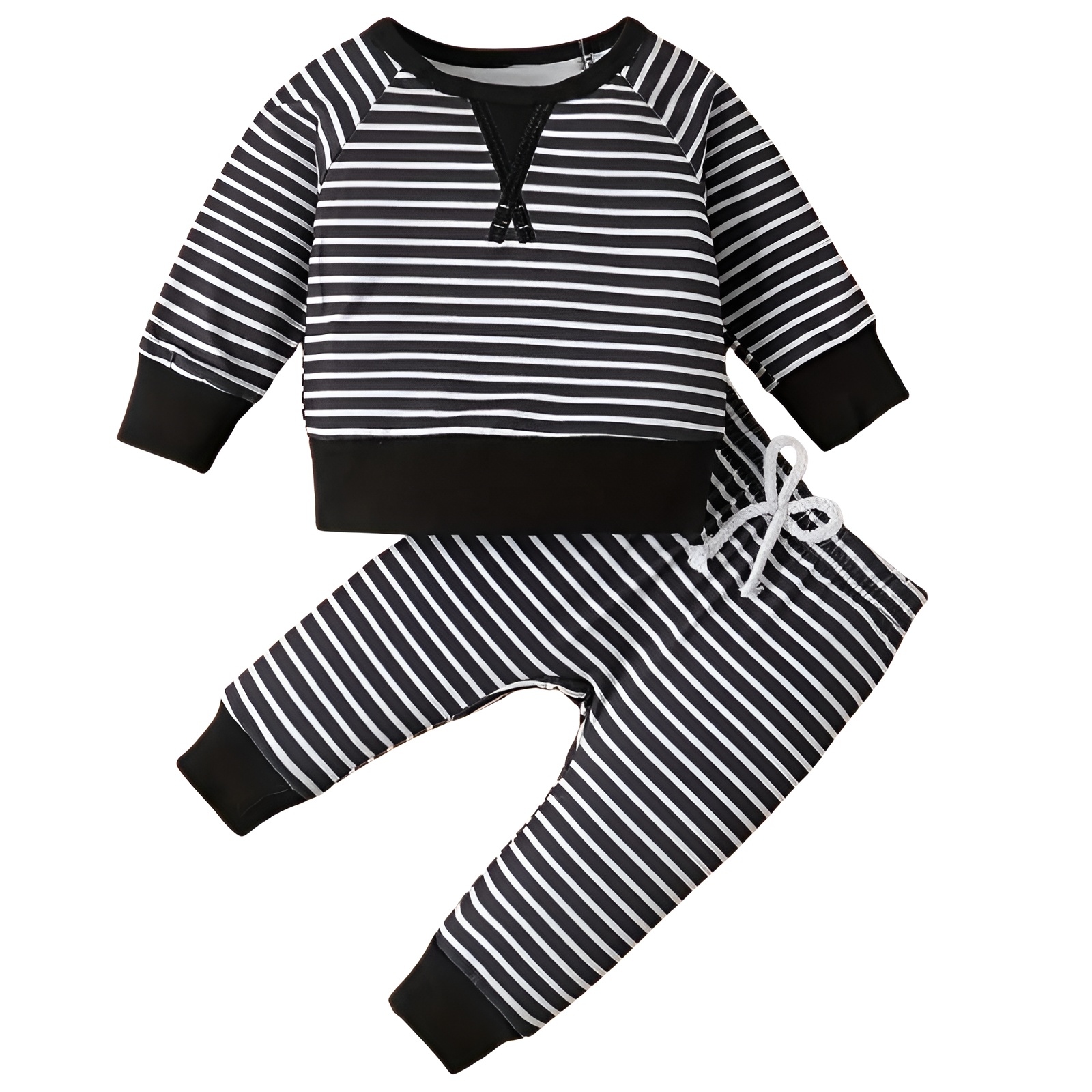 2pcs Boys Casual Stripe Pattern Sweatshirt and Pants