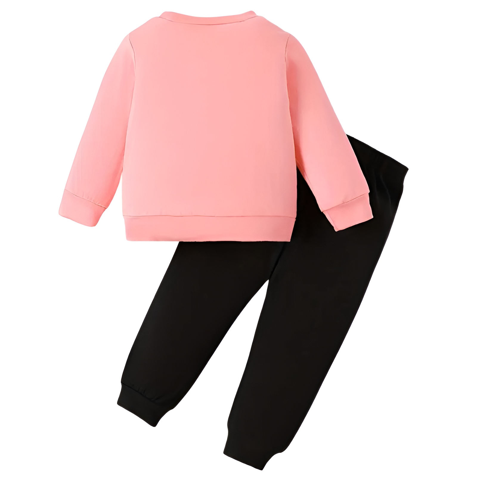 2pcs Girls Long Sleeve Top with Heart Print and Pants Outfit Set