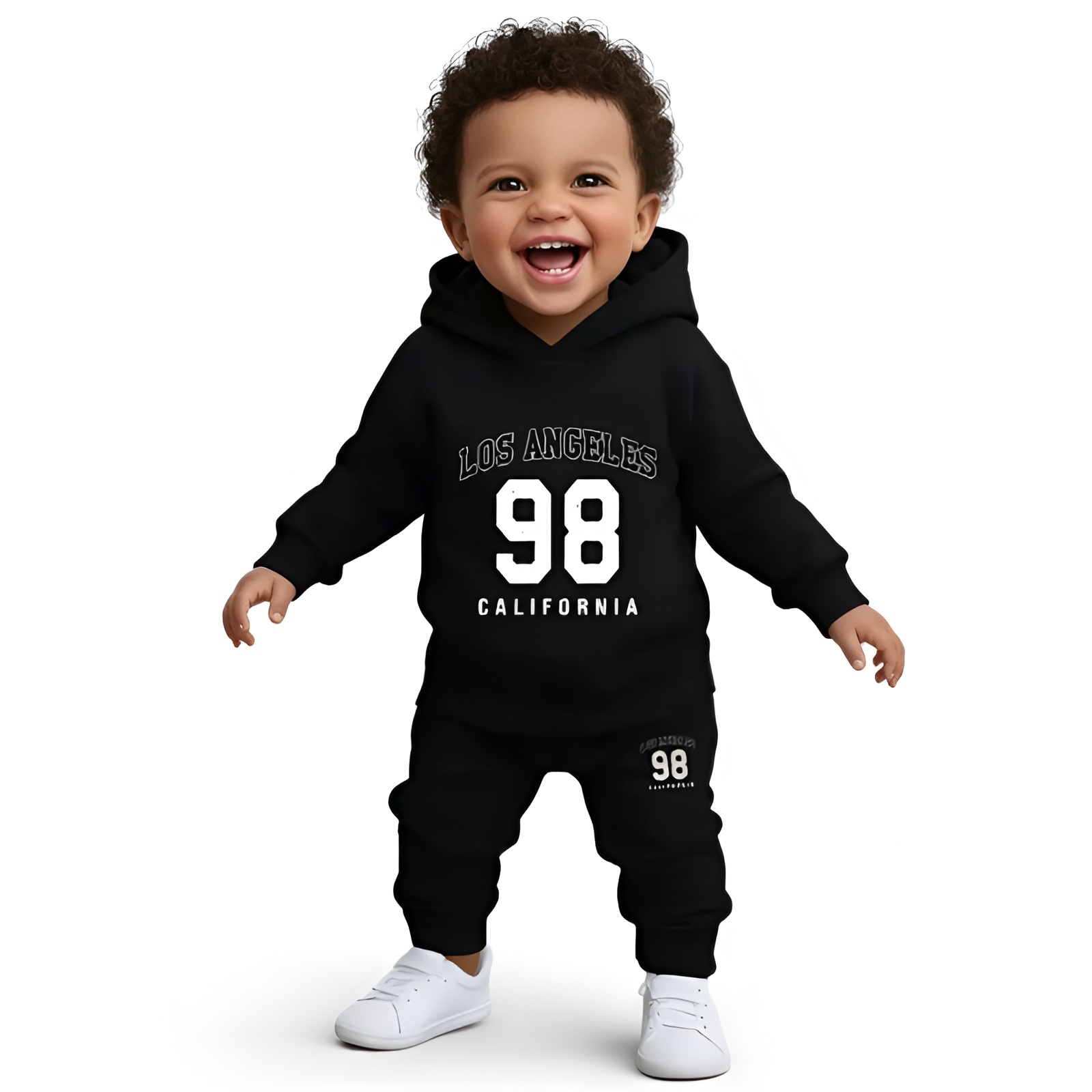 Boys Letter Print Hooded Long Sleeve Sweatshirt and Sweatpants Two Piece Set