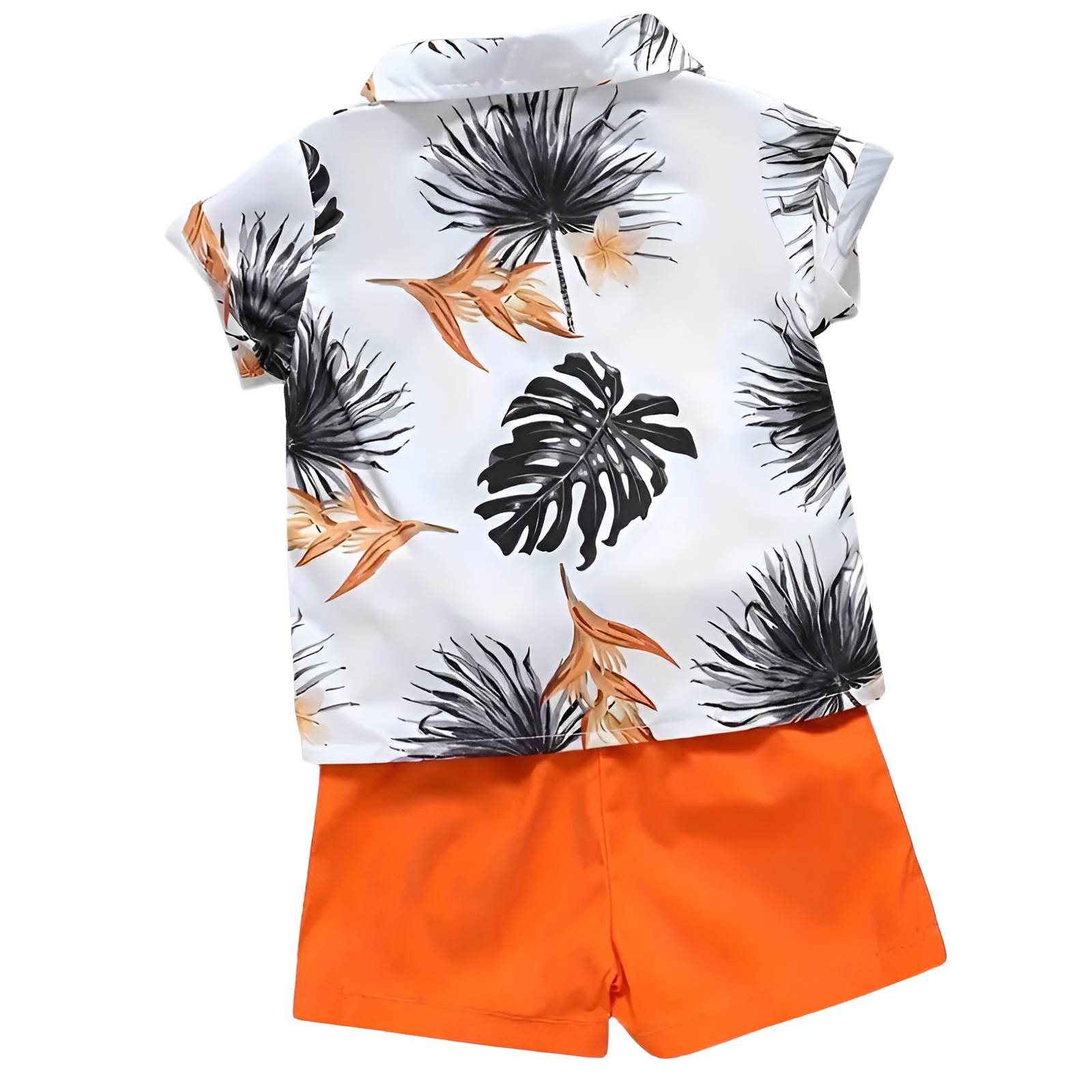 Boys Short Sleeve Print Shirt and Shorts Two Piece Set
