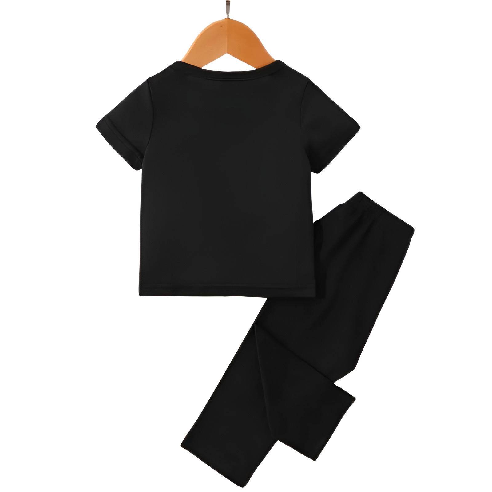 Girls Bow and Bear Print Short Sleeve Top and Pants Two Piece Set