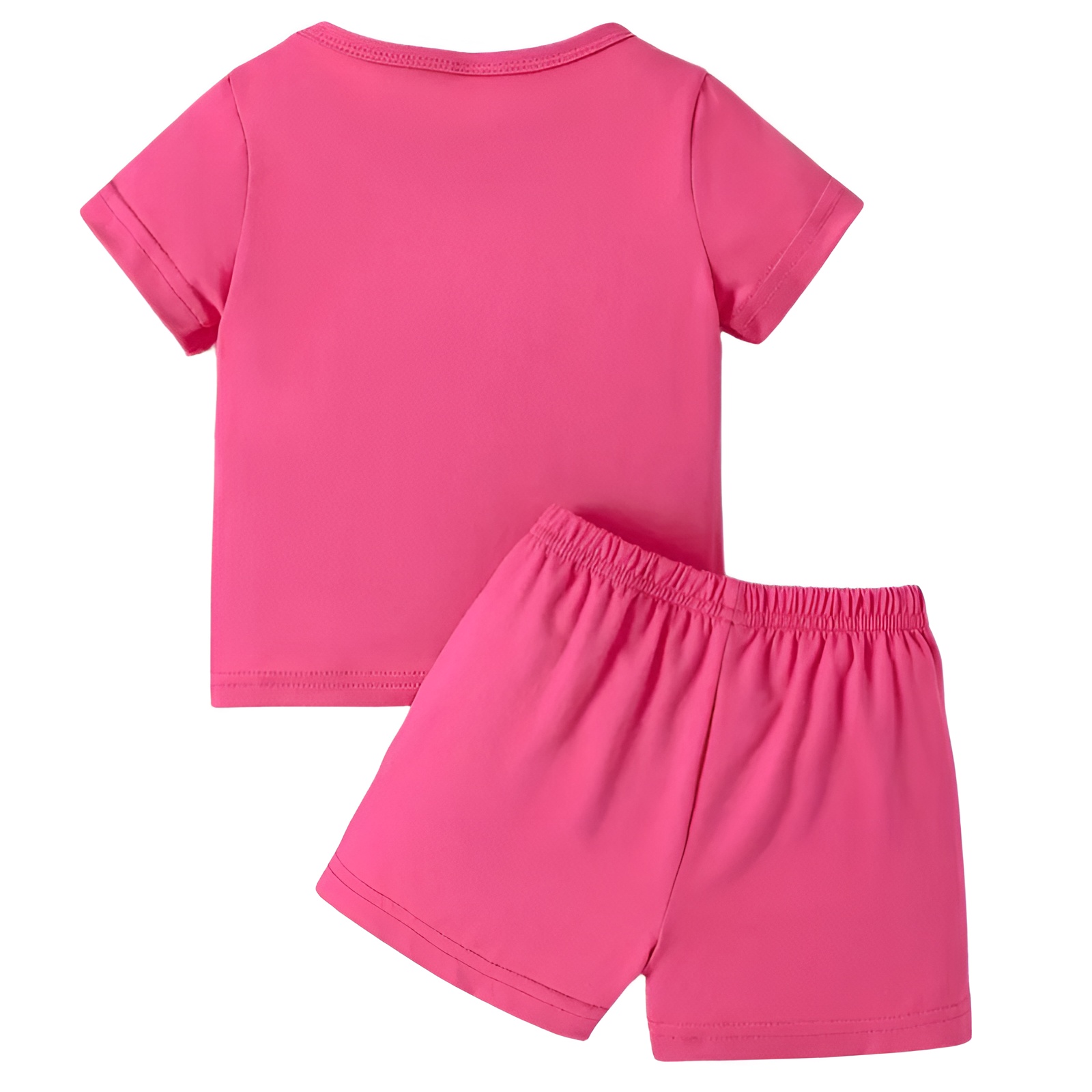 Girl Bow Cartoon Print Short Sleeved Top and Shorts Two Piece Set