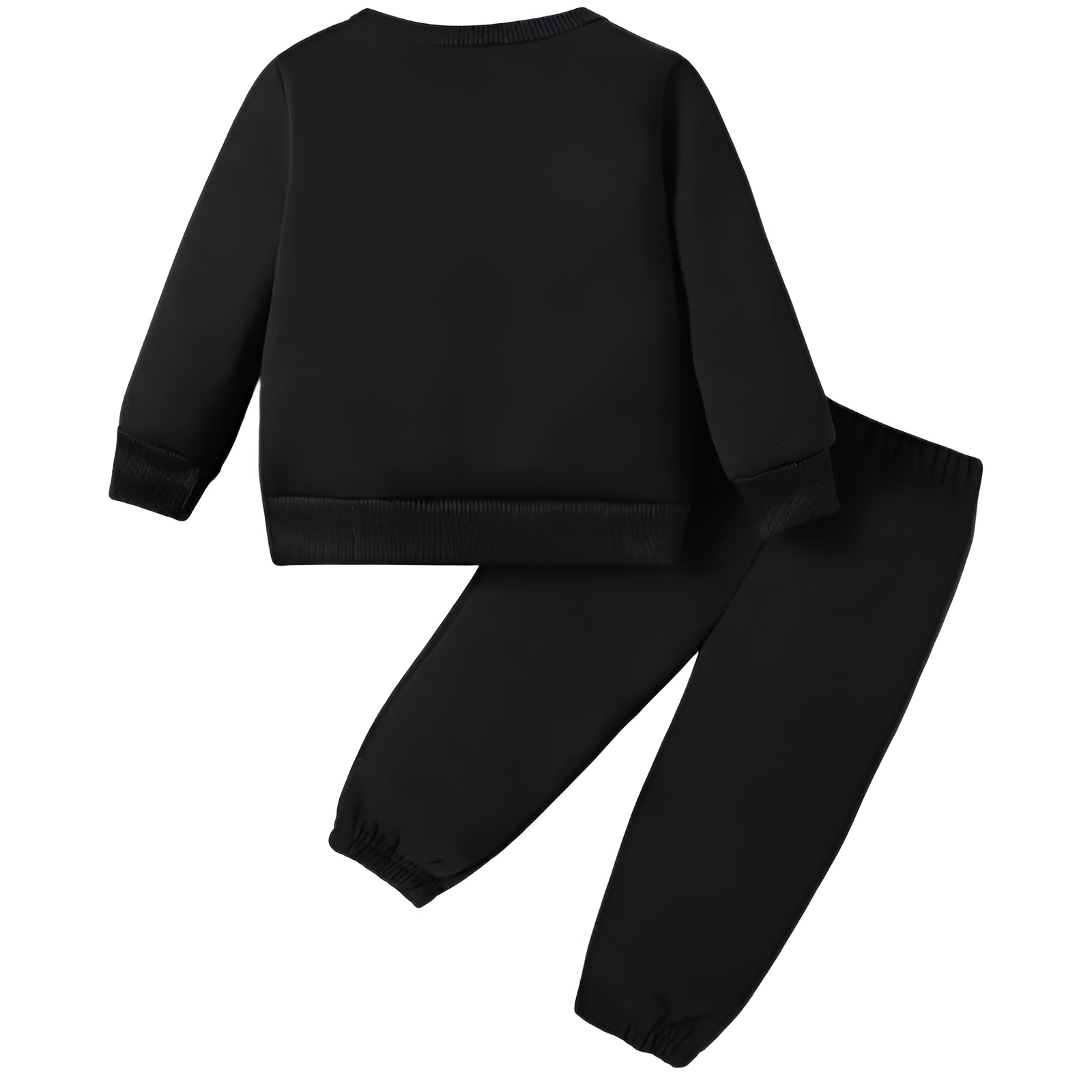 Boys and Girls Cartoon Print Long Sleeve Fleece Sweatshirt and Pants Set