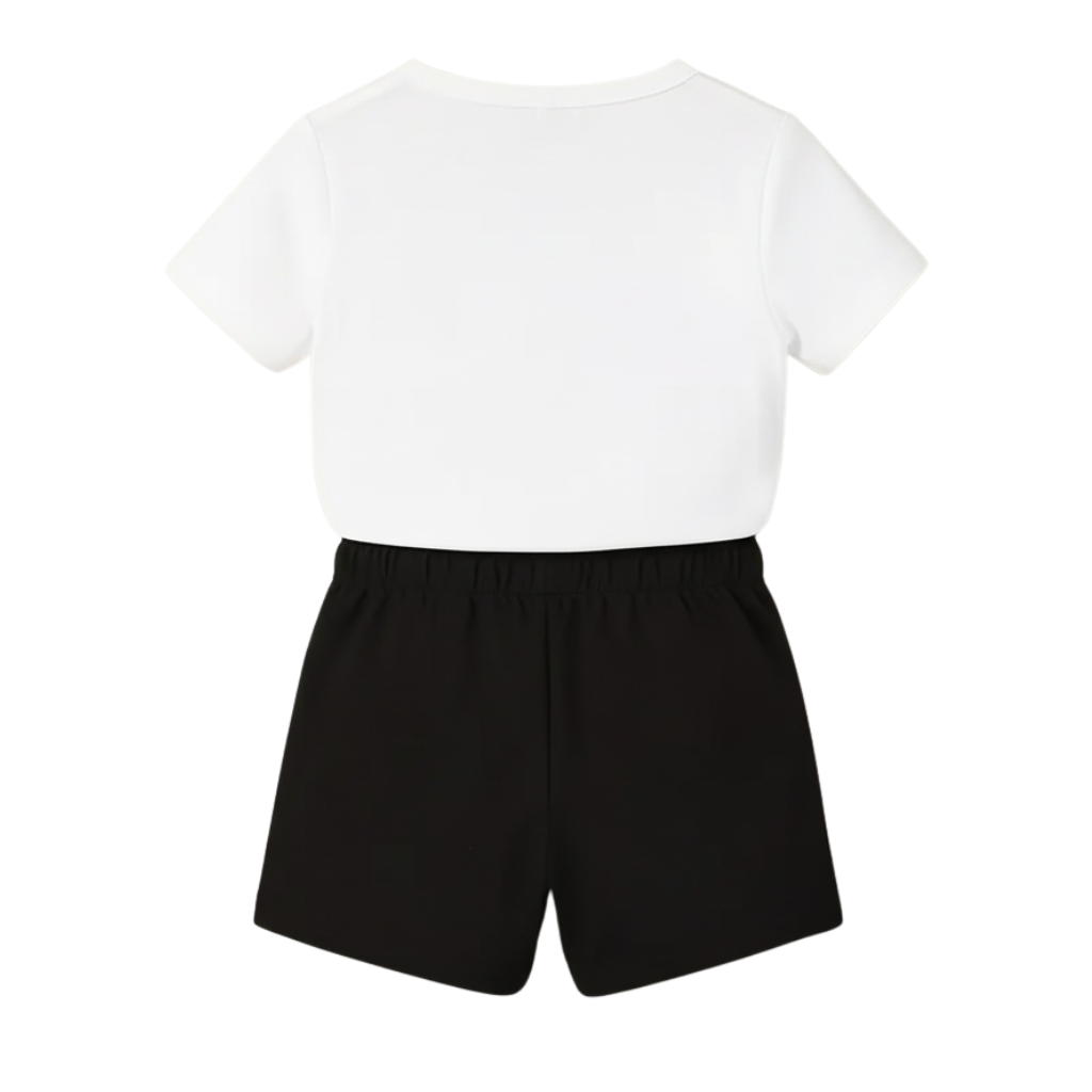 Letter Printed Short Sleeved Tops And Shorts