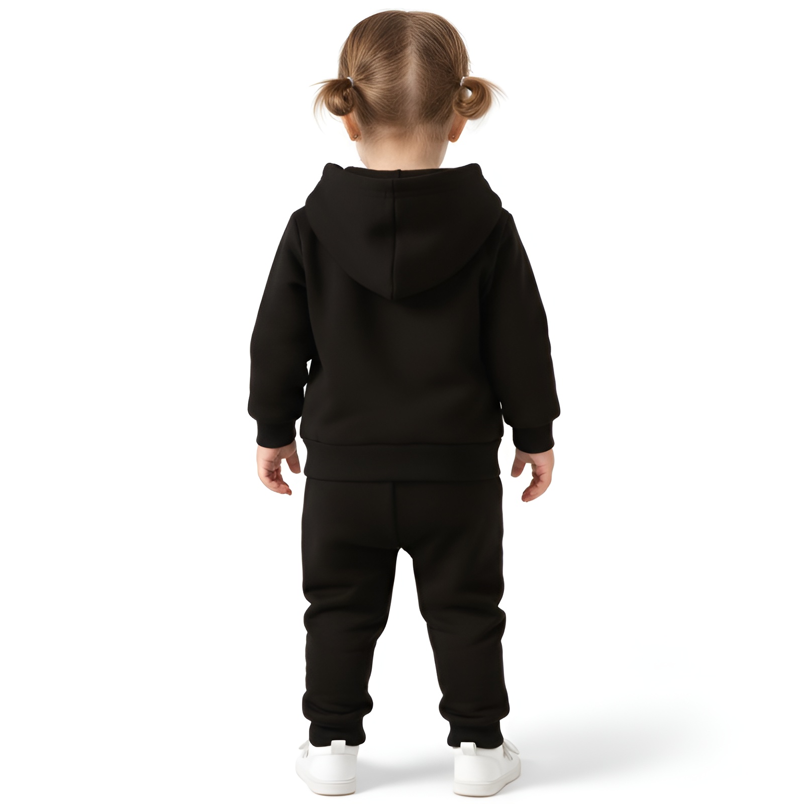 Girls Butterfly Print Hooded Fleece Long Sleeve Sweatshirt and Pants Two Piece Set