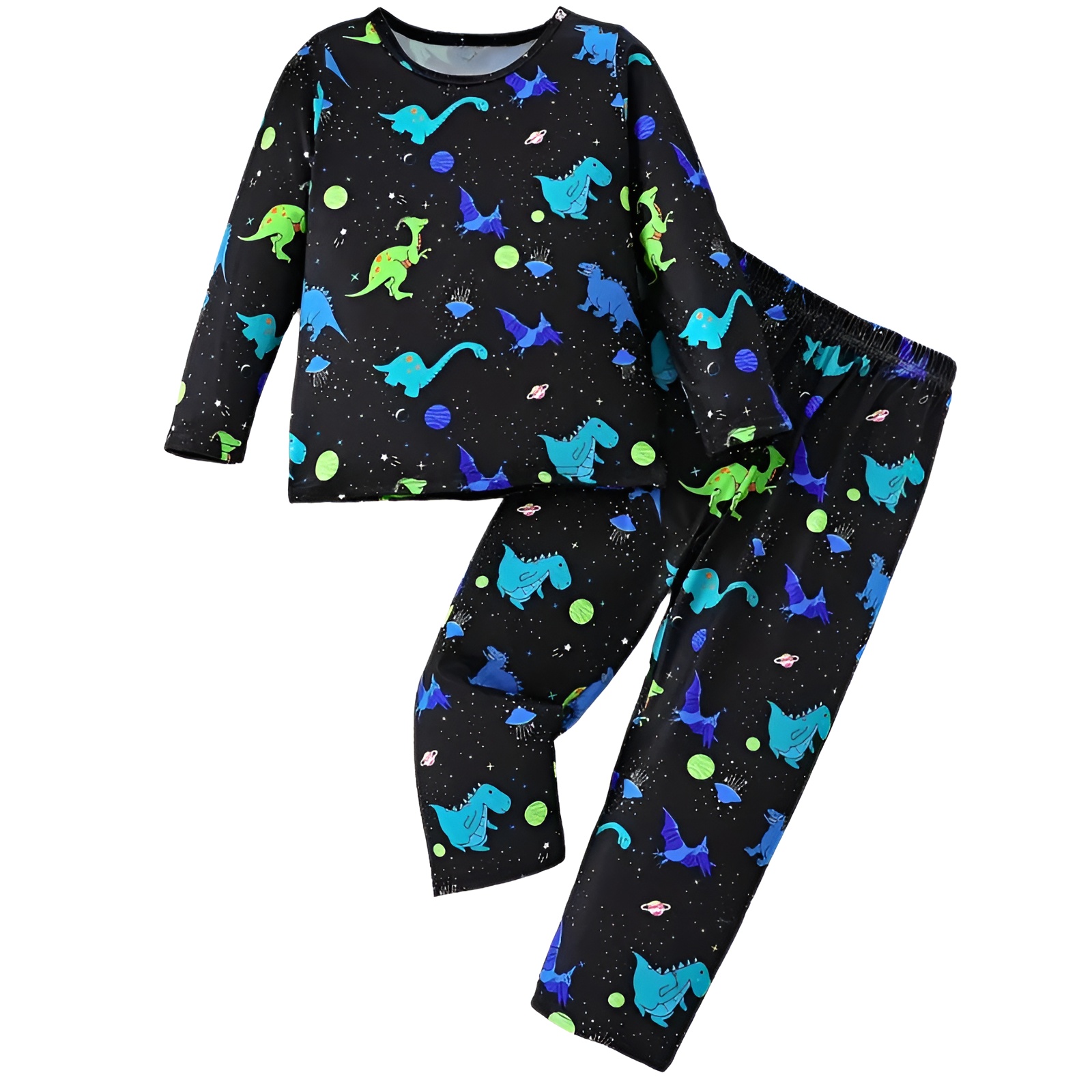 Boys Randomly Print Dinosaur Tops and Pants Two Piece Set