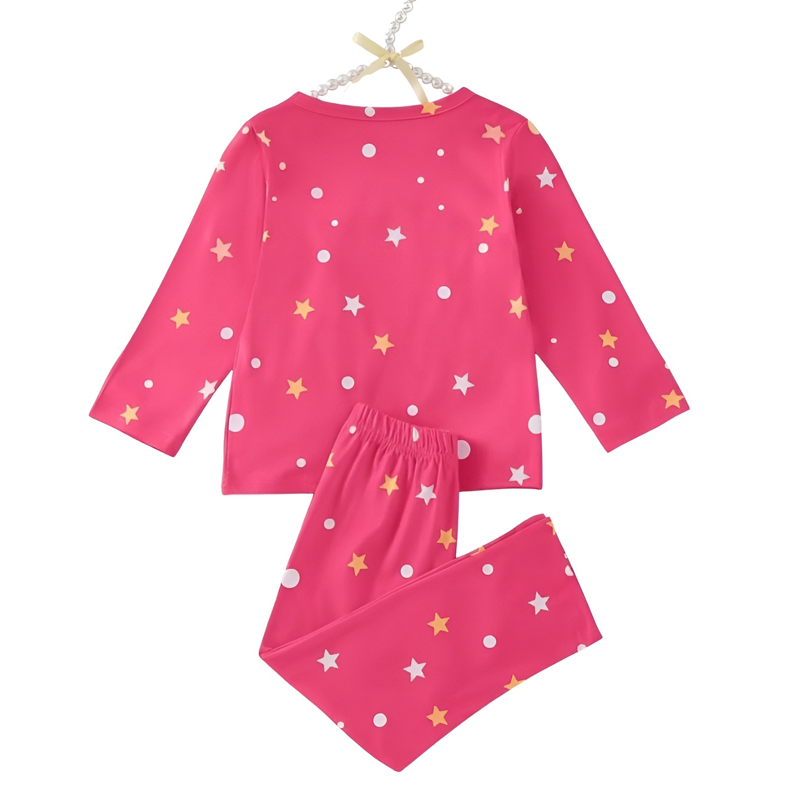 Slogan and Stars Moon Rocket Print Pajama Set for Girls