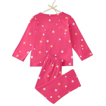 Slogan and Stars Moon Rocket Print Pajama Set for Girls