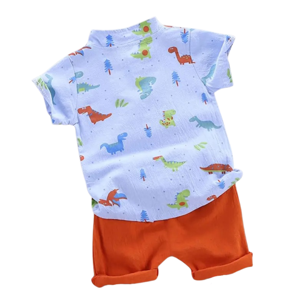 Colorful Dinosaur Print Shirt And Shorts 