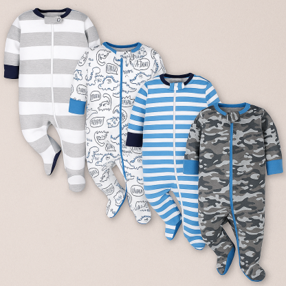 Baby Boys 4 Pack Sleep N Play Footies