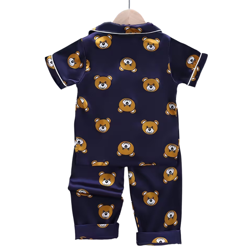 Cartoon Bear Print Short Sleeve Pajama Set