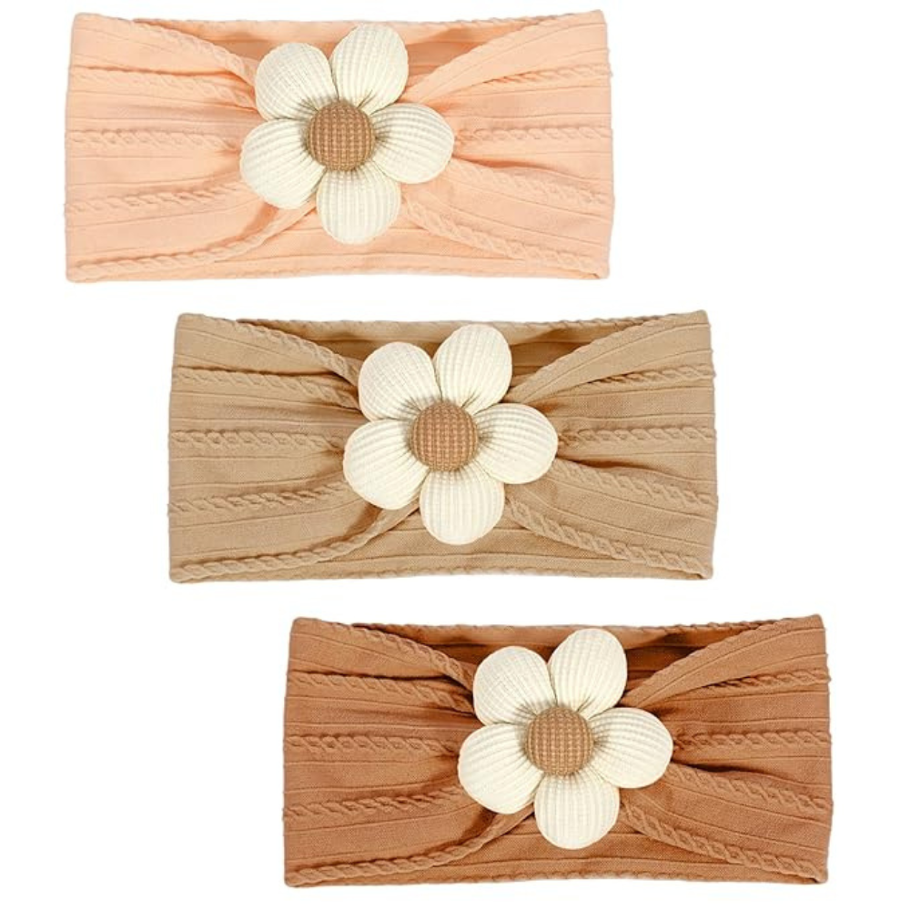 Baby Flower Soft Headbands For Baby Girls Pack Of 3