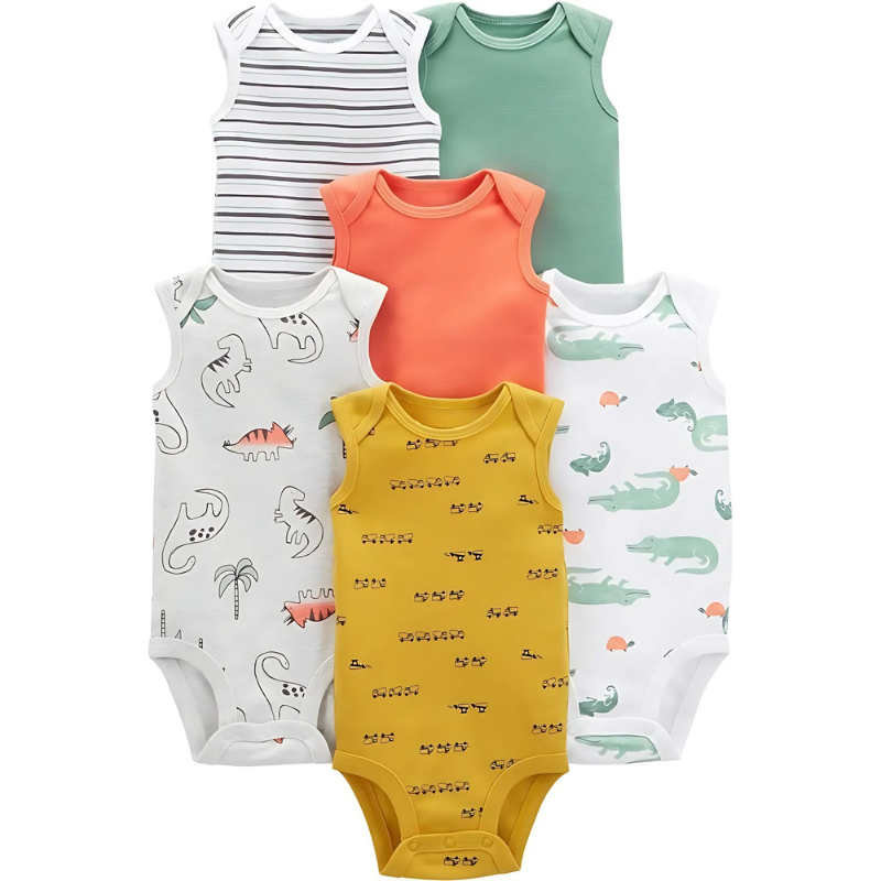 Boys And Toddler 6 Pack Sleeveless Bodysuit Set