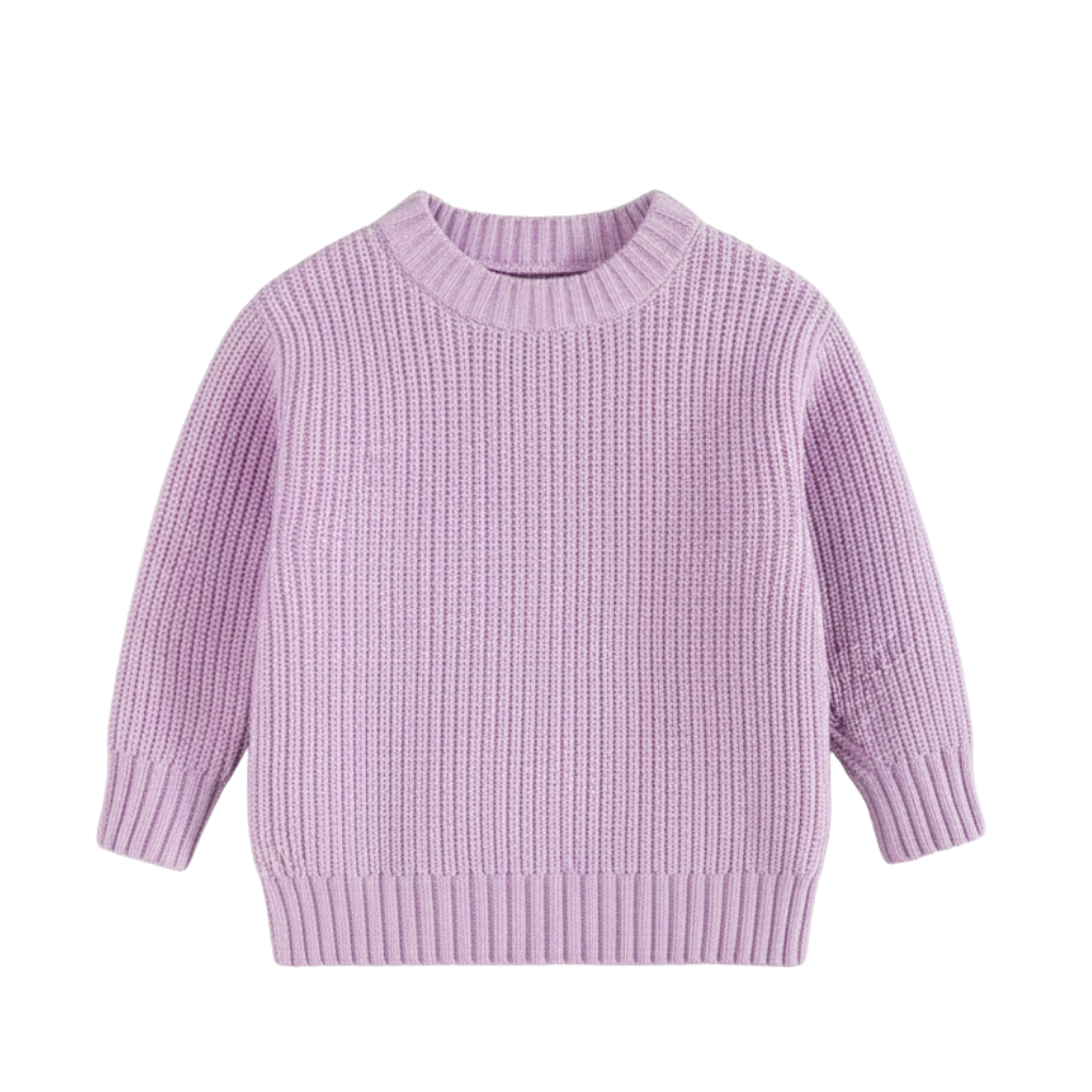 Long Sleeve Cable Knit Pullover For Baby With Button Closure