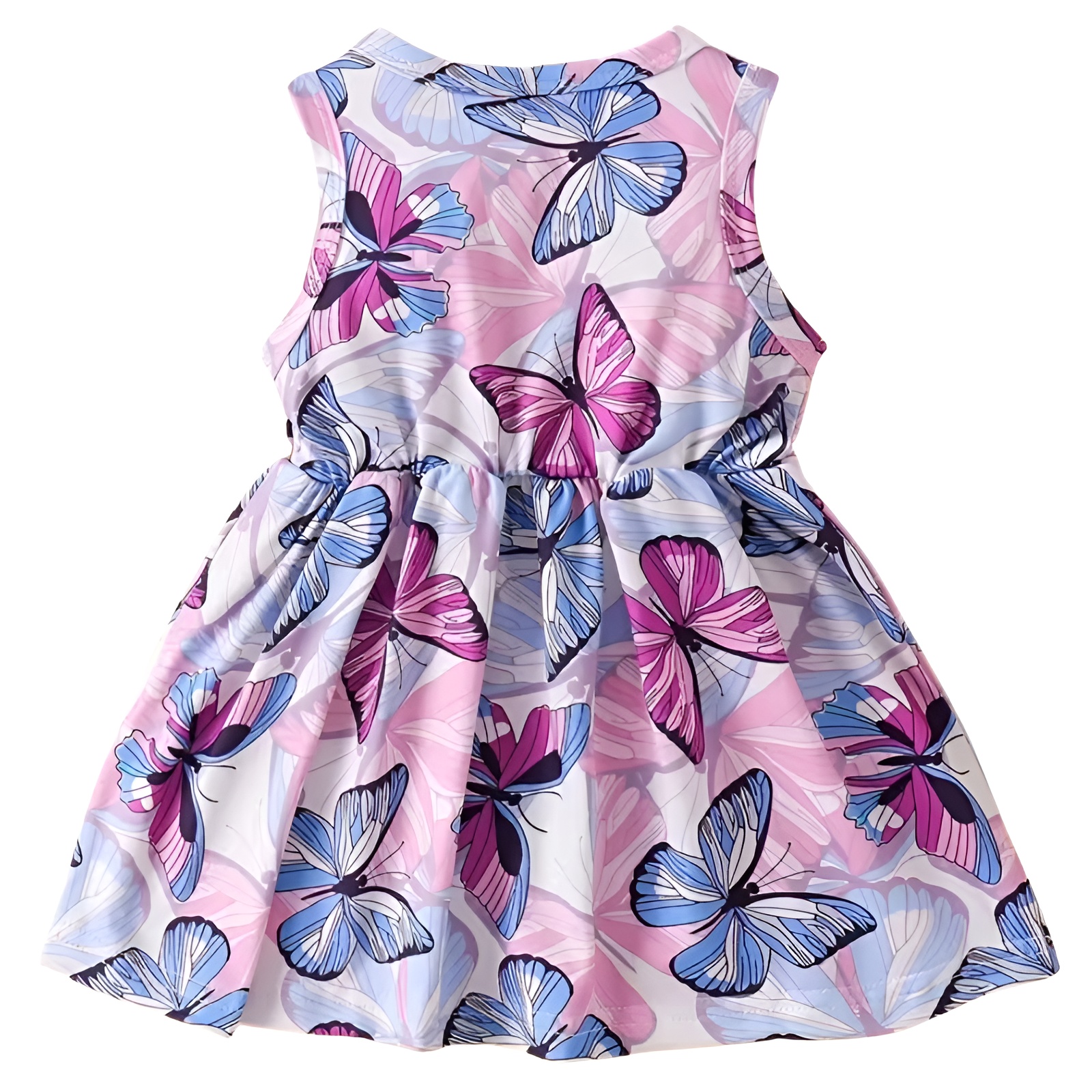Sleeveless Dress with Butterfly Print for Girls