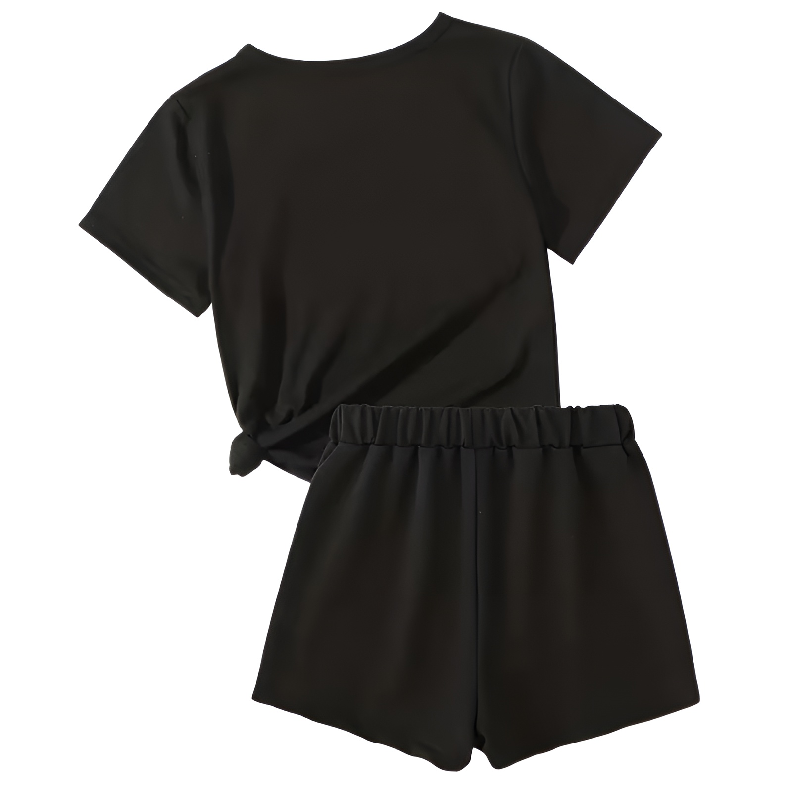 Heart Leopard Print Short Sleeve Top and Shorts Two Piece Set for Girls