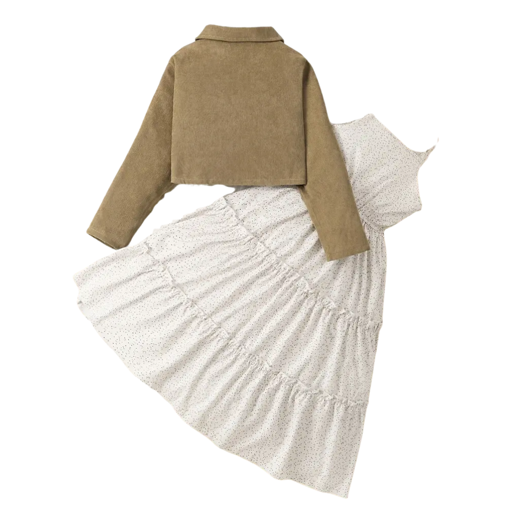 Autumn Buttoned Short Flannel Long Sleeve Camisole Dress