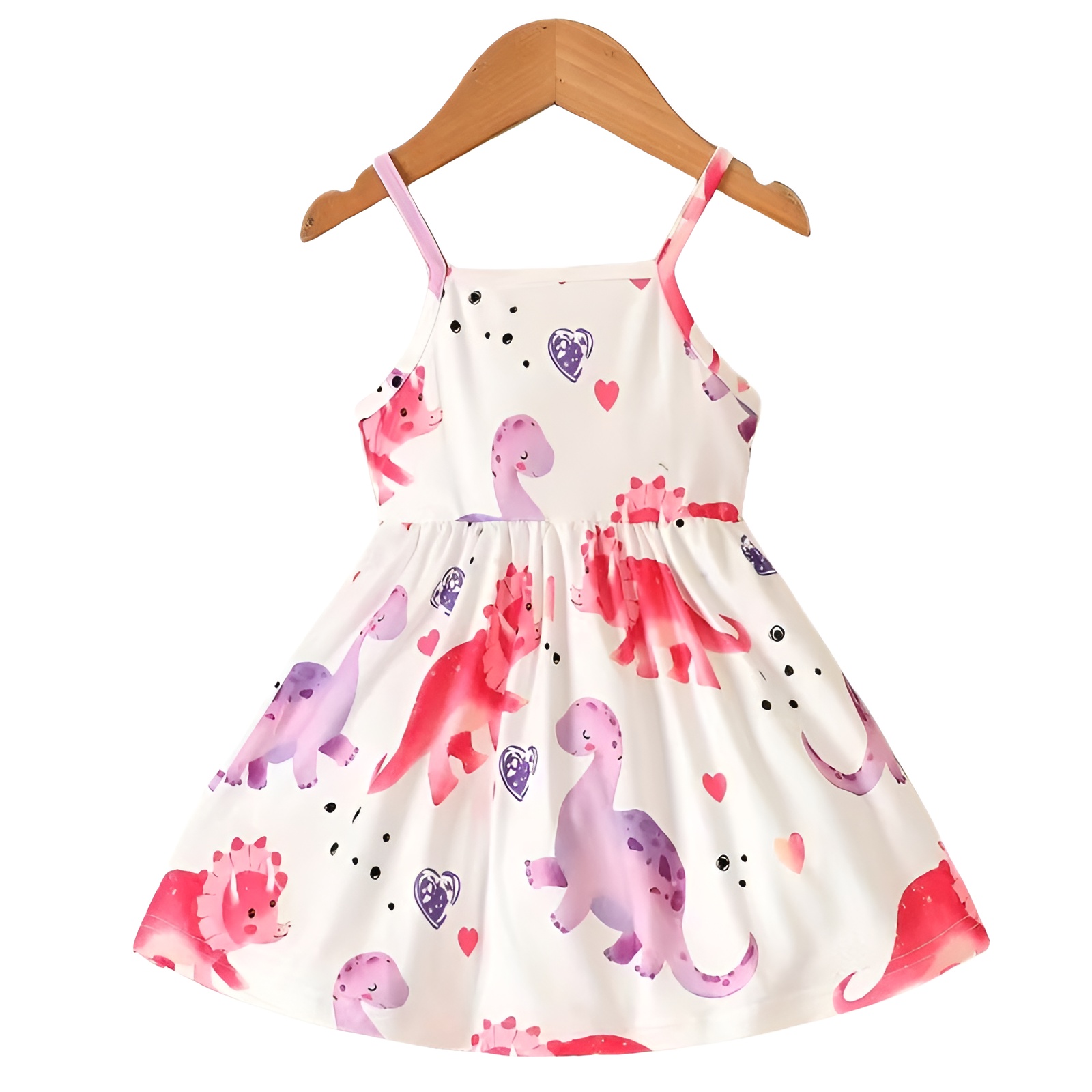 Dinosaur Cartoon Print Sleeveless Sundress for Girls