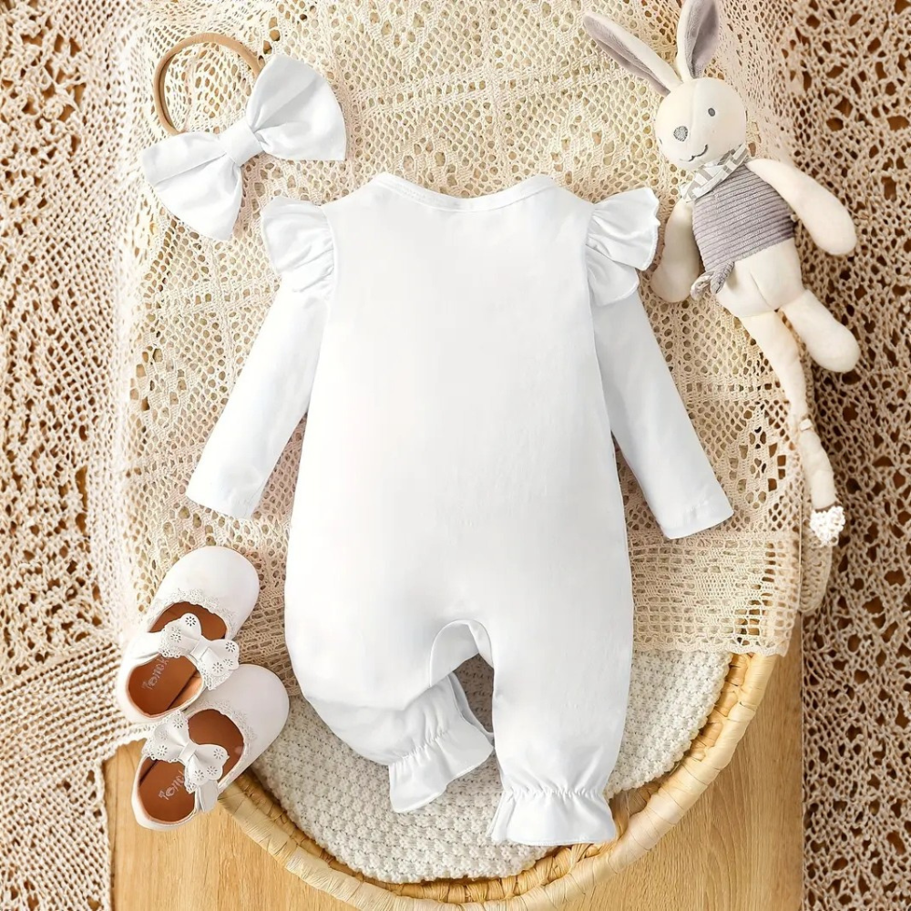 Two Piece Cartoon Print Bodysuit With Headband Set