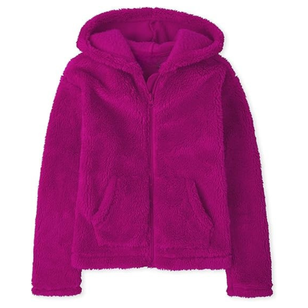 Kids Long Sleeve Sherpa Zip Up Hoodie for Girls