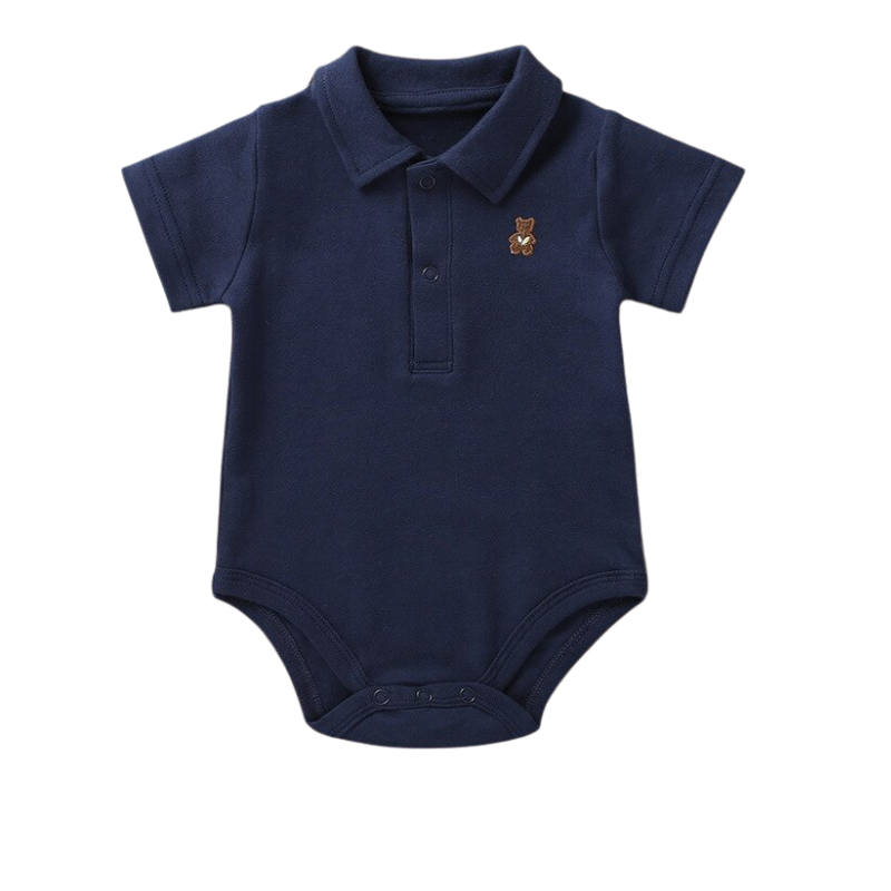 Solid Collared Baby Bodysuit-Children Cloth Shop