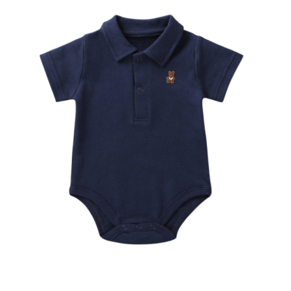 Solid Collared Baby Bodysuit-Children Cloth Shop
