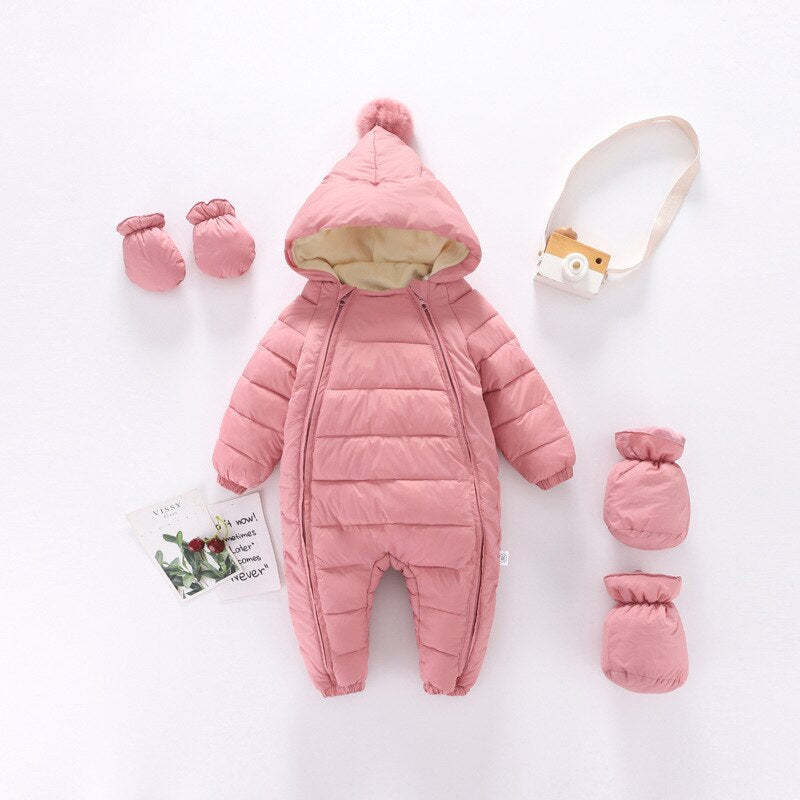 Newborn Baby Boy Girl Winter Hooded Romper-Children Cloth Shop