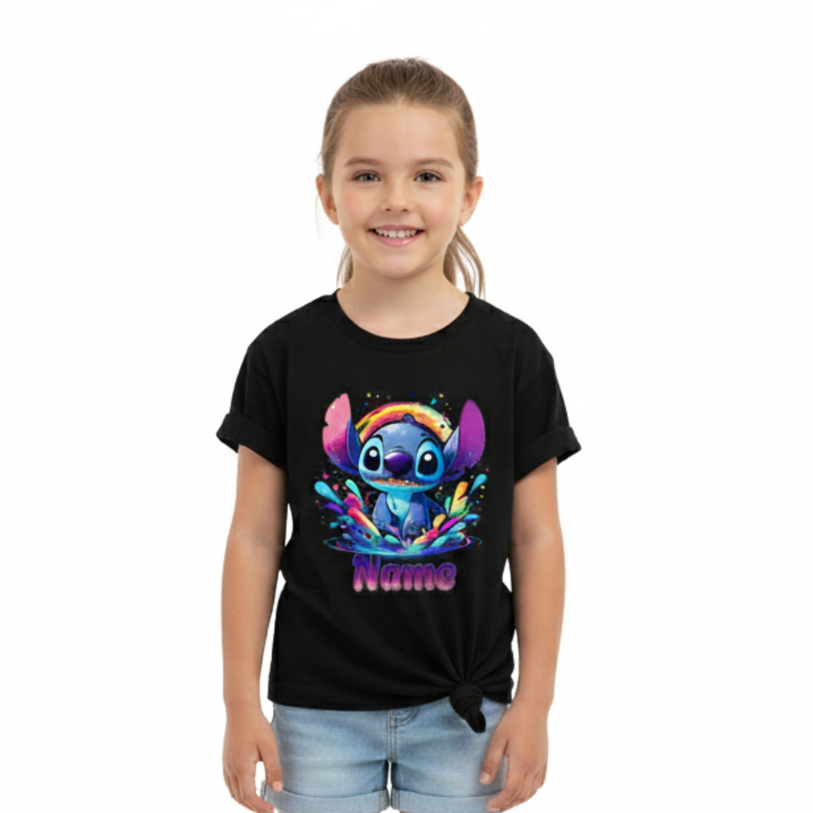 Personalized Cartoon Graphic Printed Short Sleeve T Shirt For Girls