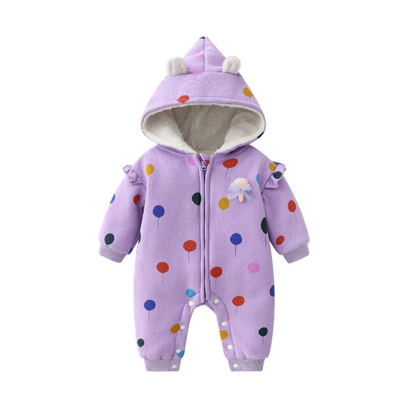 Newborn Baby Girl Thick Zipper Winter Warm Romper-Children Cloth Shop