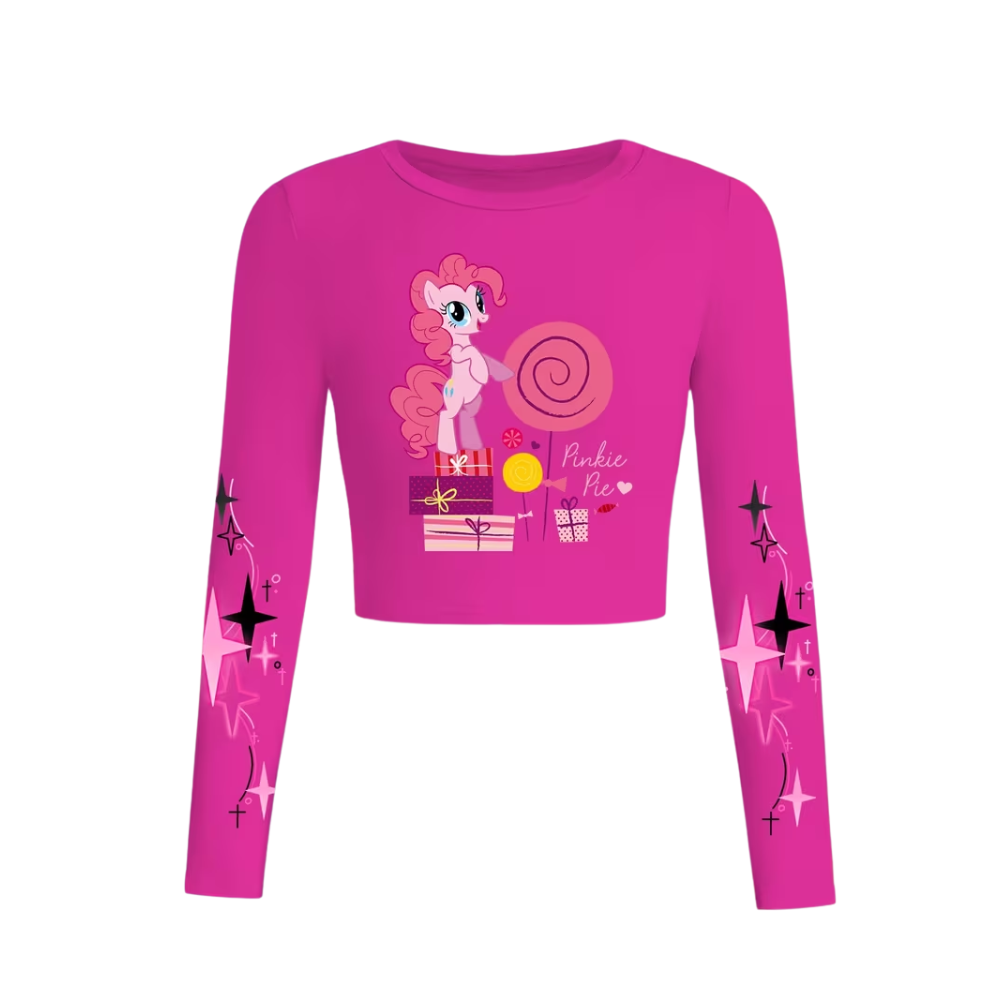 Pinkie Pie Girls Long Sleeve Cropped Top