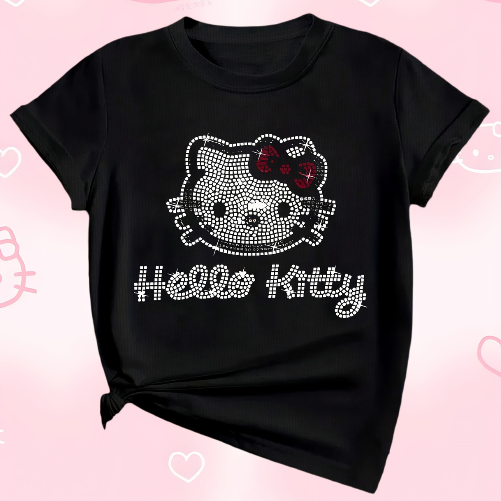 Hello Kitty Rhinestone Mesh Knit Top For Girls