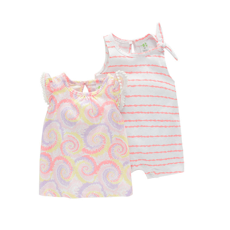 2Pcs Baby Girl Sleeveless Romper Floral Bodysuits-Children Cloth Shop