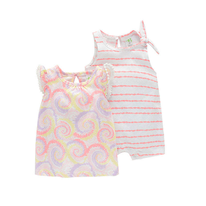 2Pcs Baby Girl Sleeveless Romper Floral Bodysuits-Children Cloth Shop