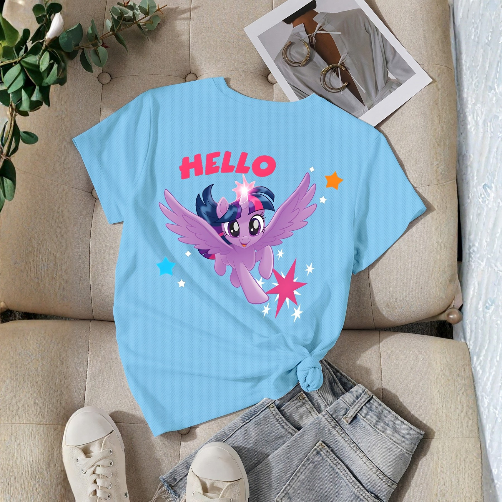 Twilight Sparkle Cartoon Printed Short Sleeve T Shirt For Girls