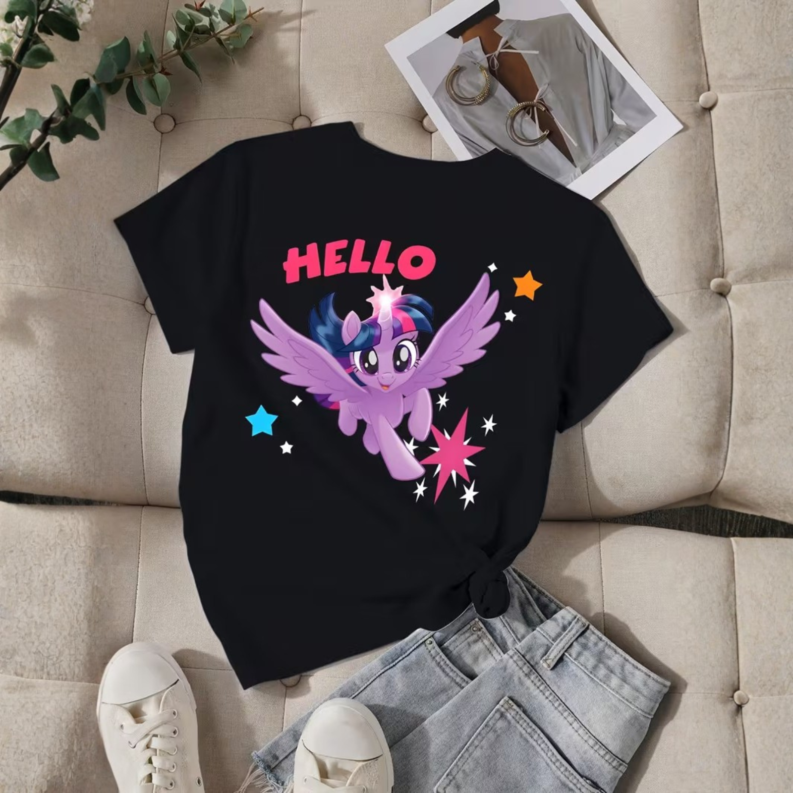 Twilight Sparkle Cartoon Printed Short Sleeve T Shirt For Girls