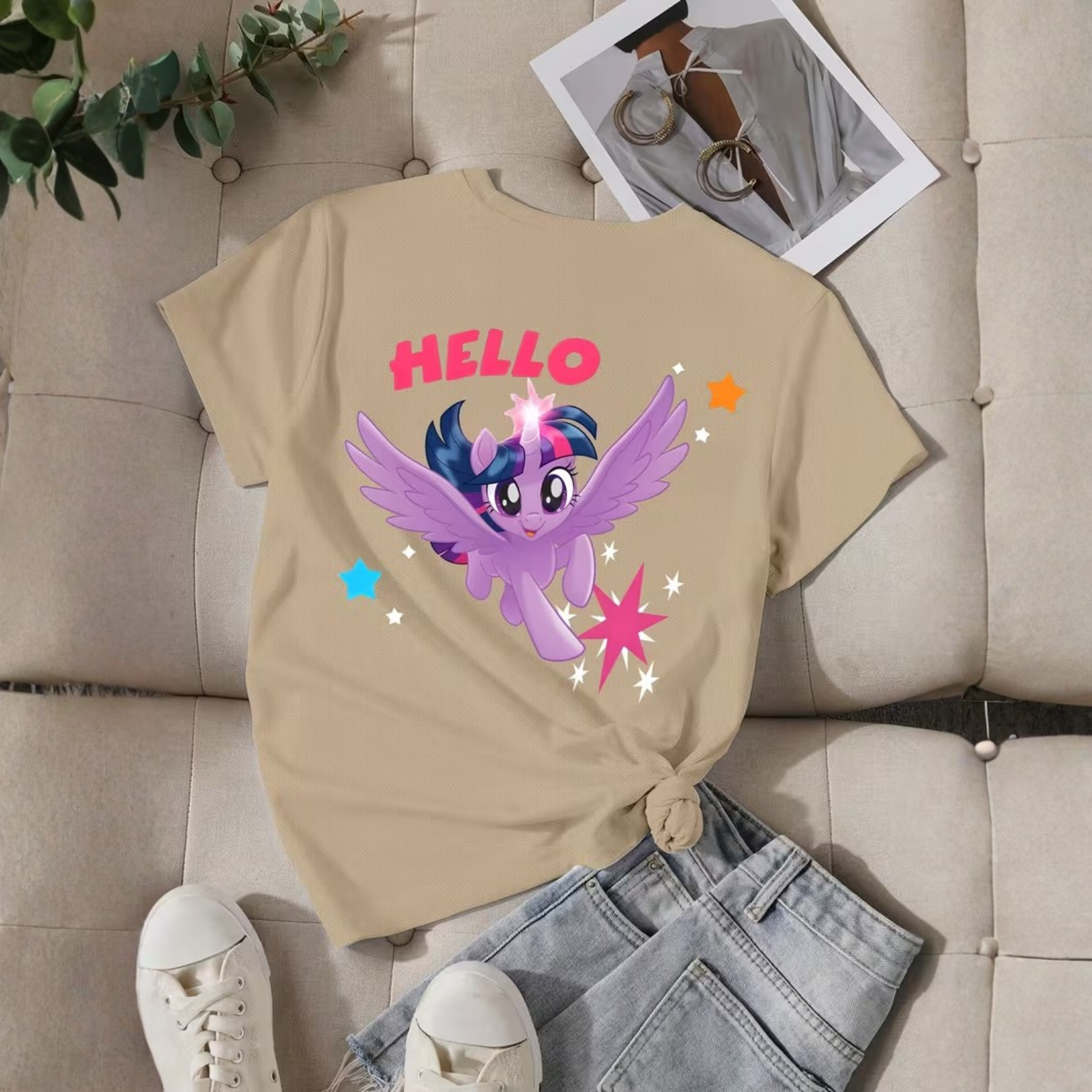 Twilight Sparkle Cartoon Printed Short Sleeve T Shirt For Girls