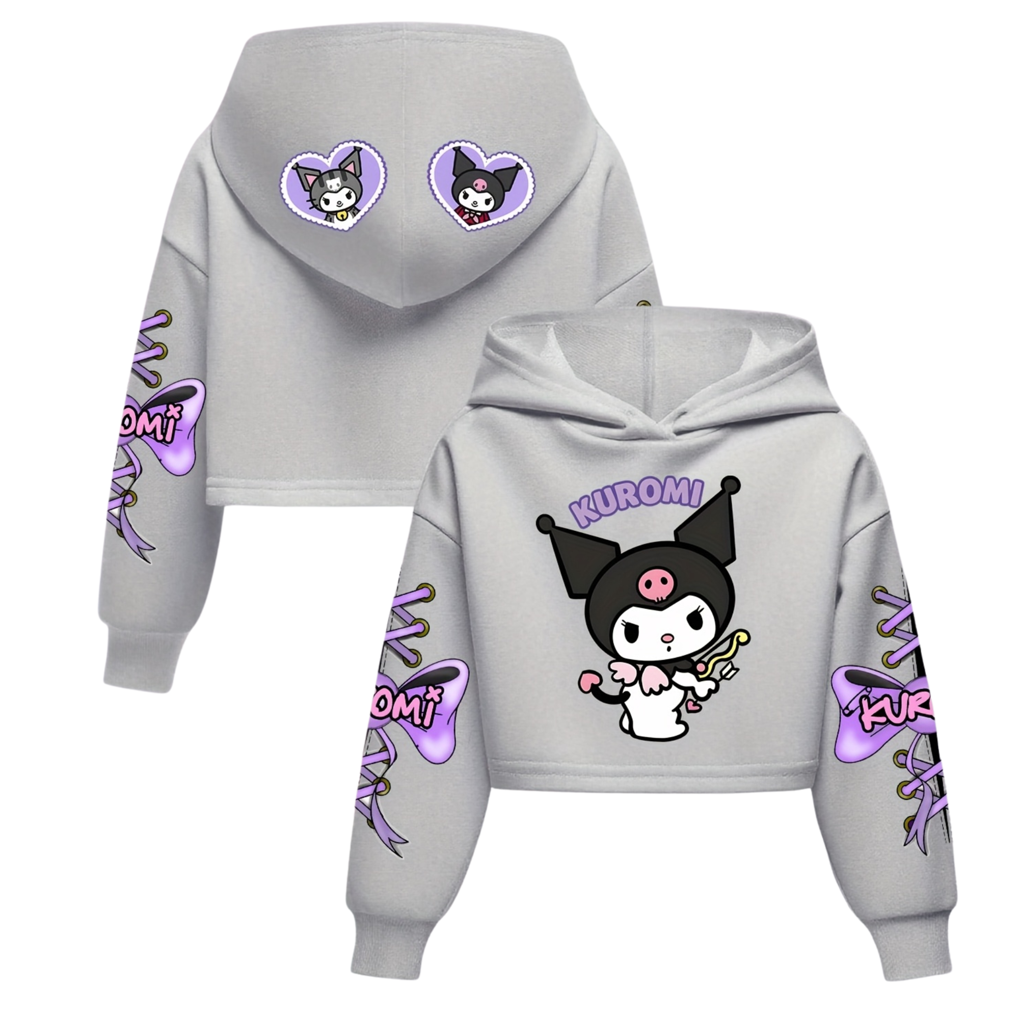 Kuromi Cartoon Print Hooded Sweatshirt For Girls Winter Wear