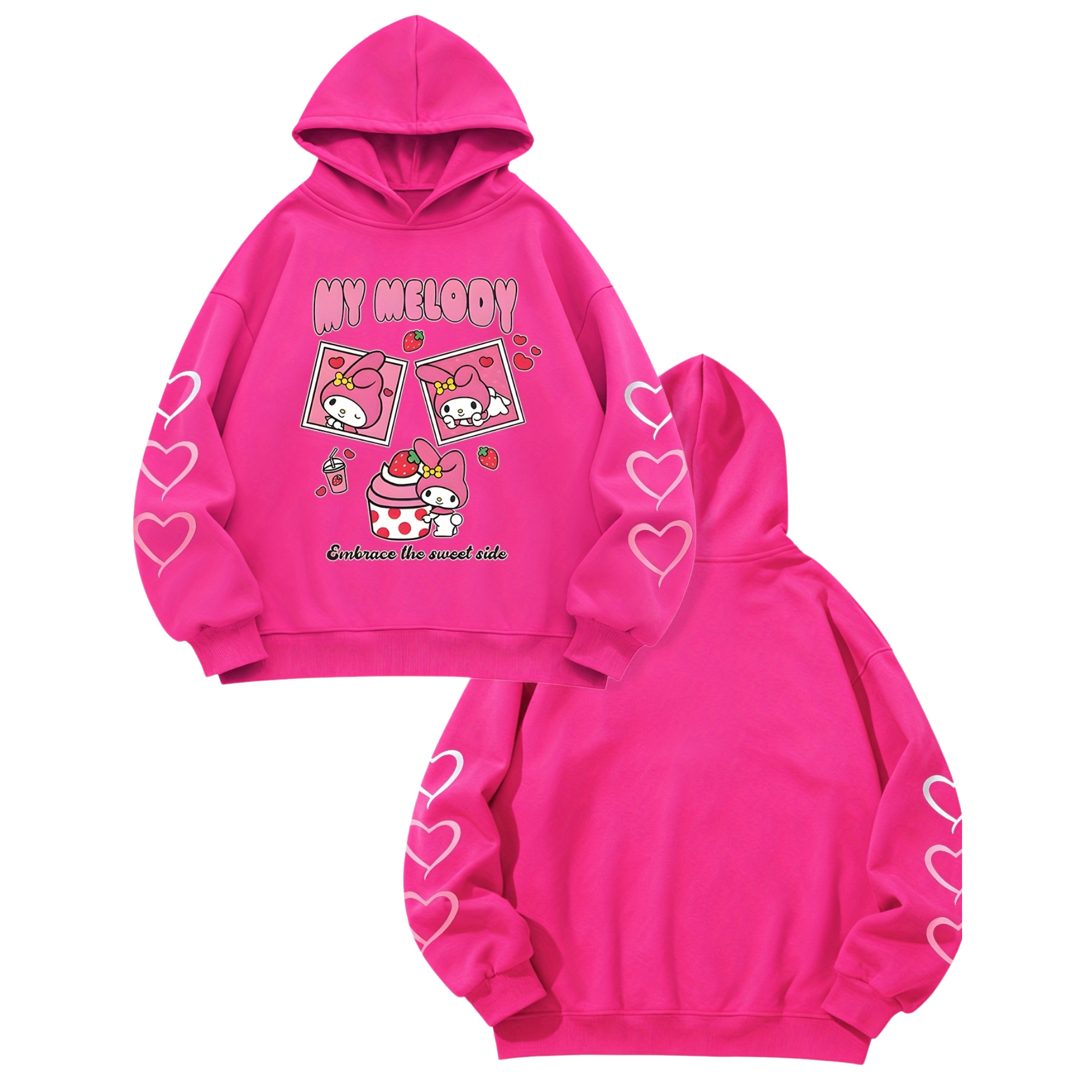 Melody Cartoon Print Hooded Sweatshirt For Girls Casual Wear