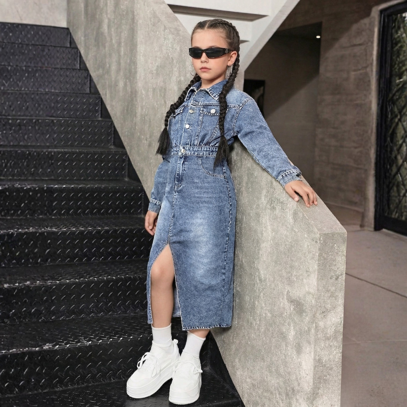 Casual Fitted Denim Dress