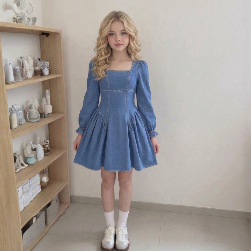 3D Bow Decor Denim Romper