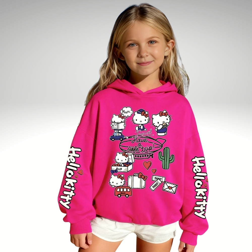 Hello Kitty Themed Casual Hooded Sweatshirt