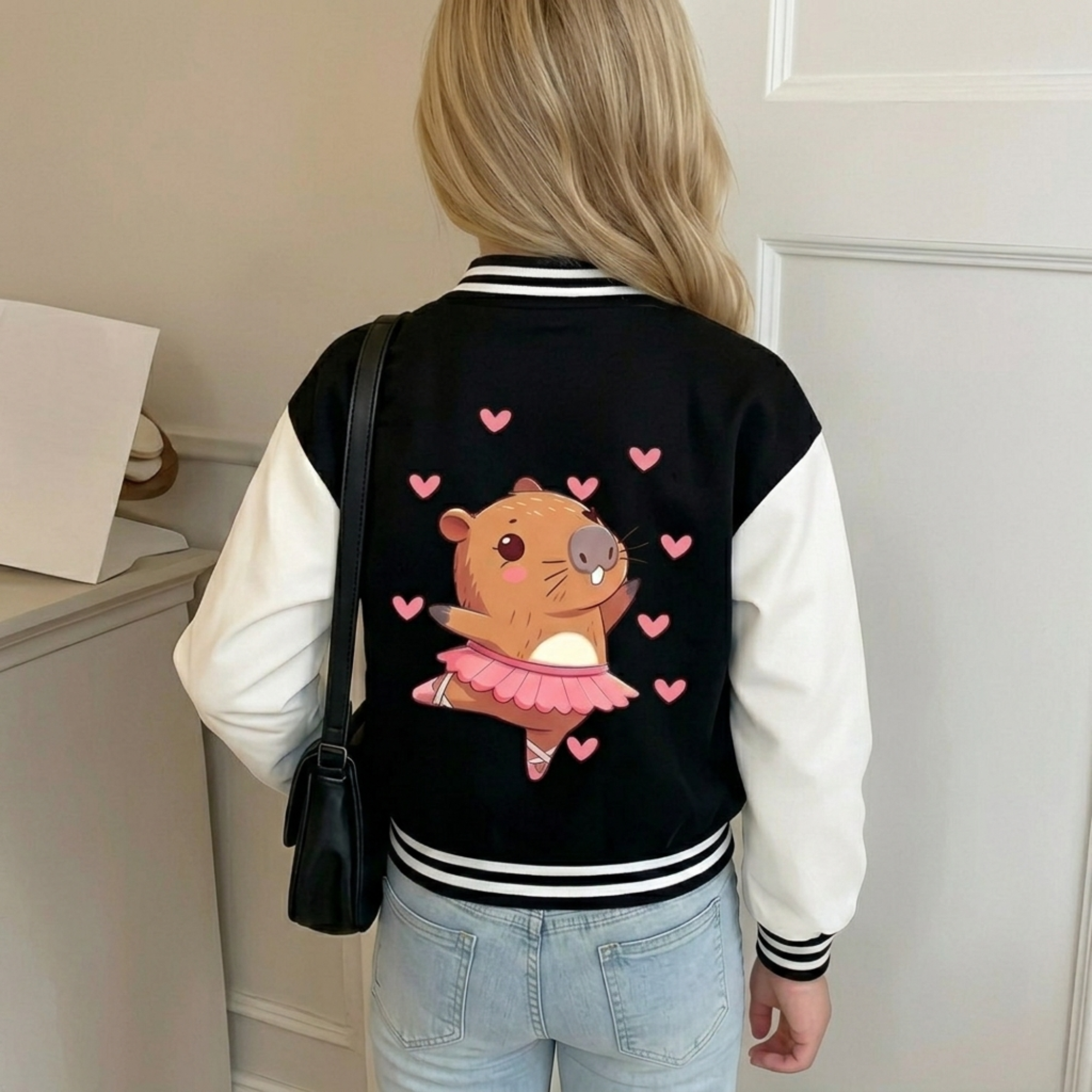 Capybara Inspired Baseball Jacket For Girls 