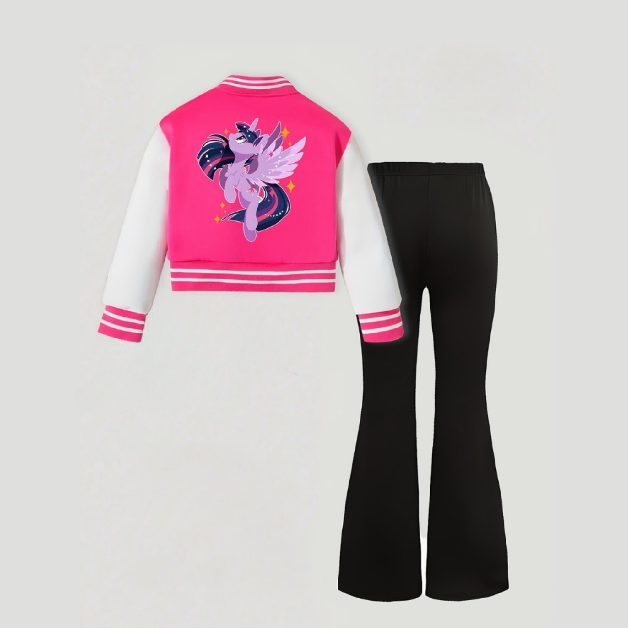 Twilight Sparkle Themed Jacket And Flared Pants 2 Piece Set For Girls